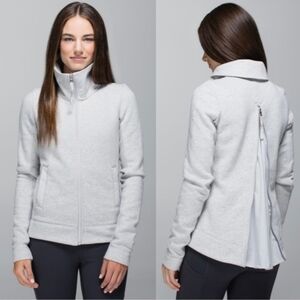 Lulu Light Gray Zip-Back Jacket High Collar Size 2* - Flawed*